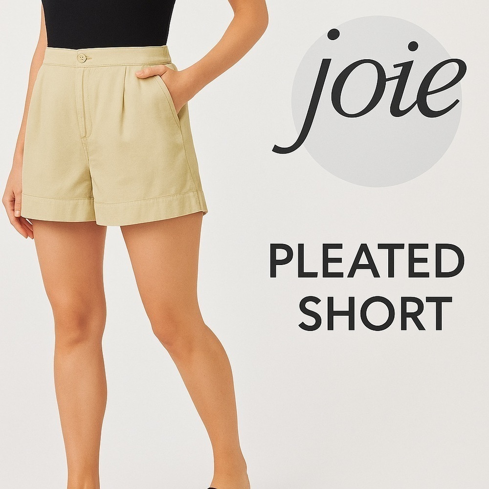 Joie / High Rise Linen Blend Pleated Shorts / Beige / Women’s Medium 8/10 | NWT